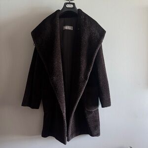 MaxMara Chocolate Brown Teddy Coat with Oversized Shawl Collar